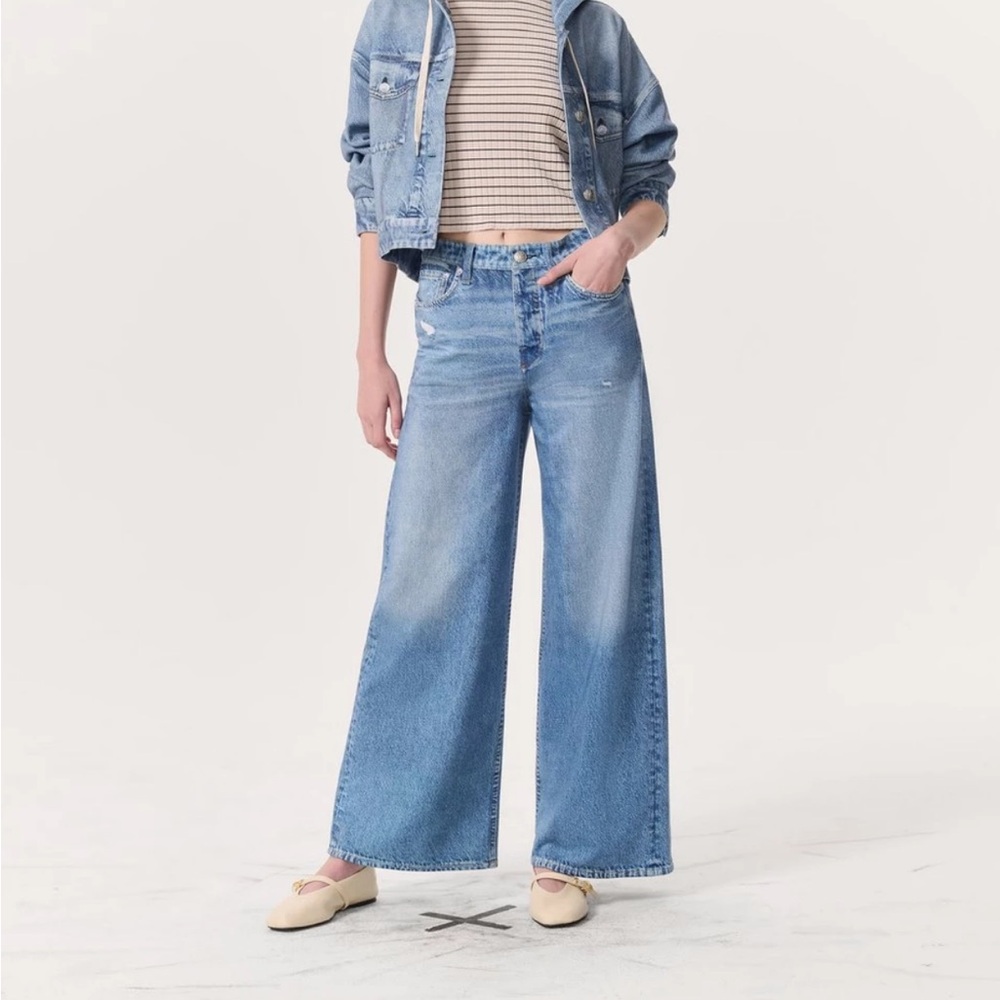 rag & bone Light Blue Wide Leg Jeans